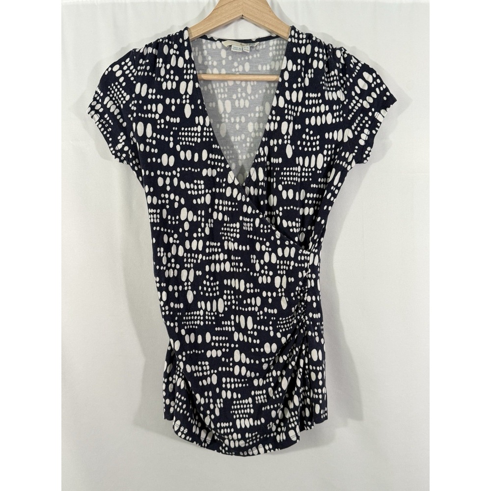 Boden Surplice Faux Wrap Stretch‎ Jersey Top Charcoal Gray Geometric Women 4